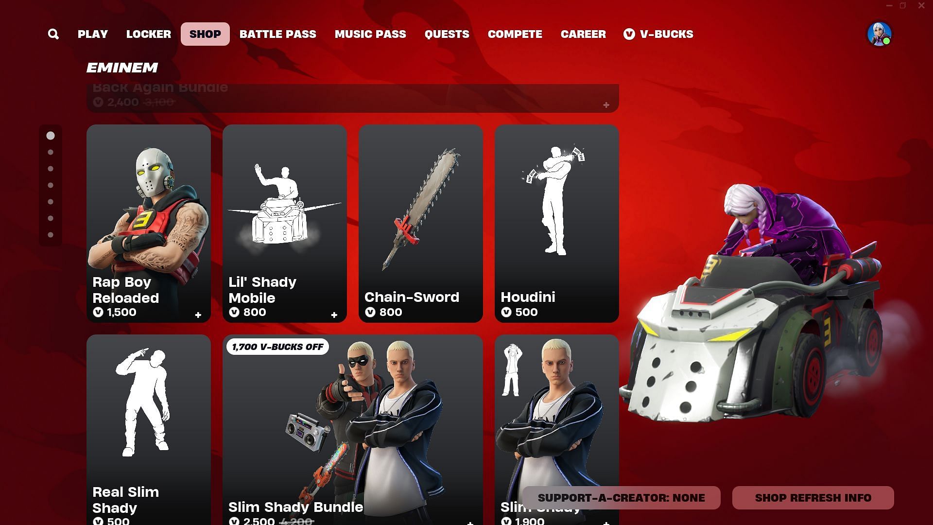 Rap Boy Reloaded Eminem skin in Fortnite can be purchased separately (Image via Epic Games)