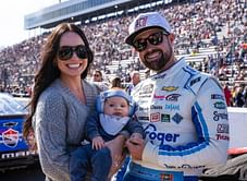 Denny Hamlin's fiancée drops three-word reaction to Ricky Stenhouse Jr.'s wife Madyson's 'last race of the season' photo with newborn