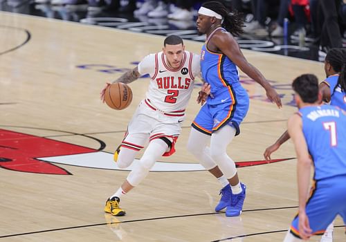 Lonzo Ball in action for Chicago Bulls against Oklahoma City Thunder (Credits: Getty)