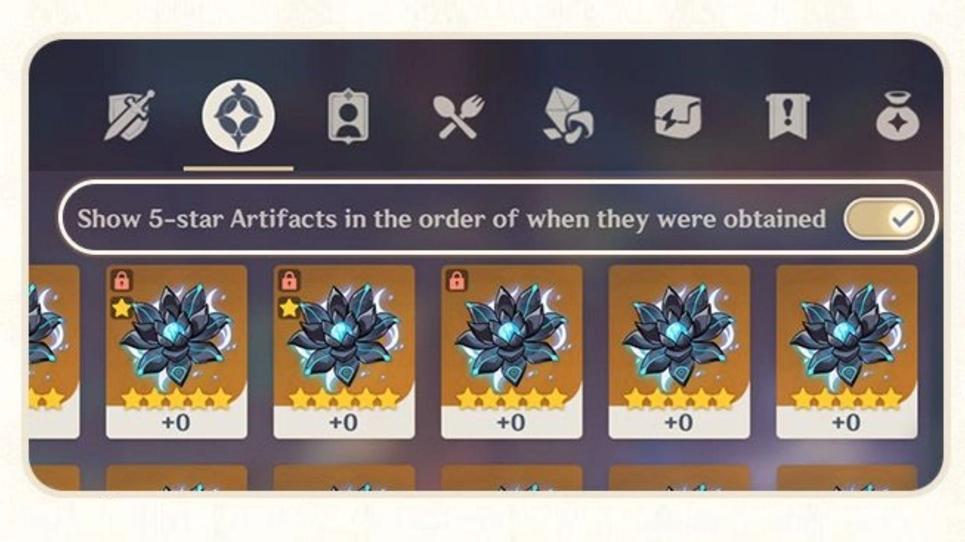 New Artifacts sorting feature (Image via HoYoverse)