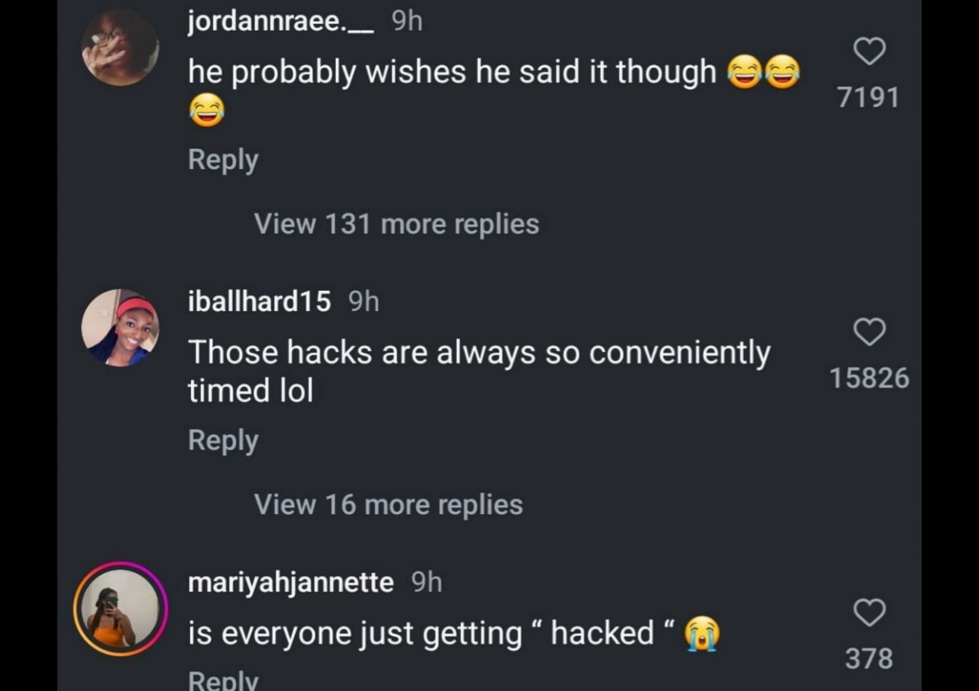 Netizens react to the Facebook page supposedly getting hacked (Image via Instagram)