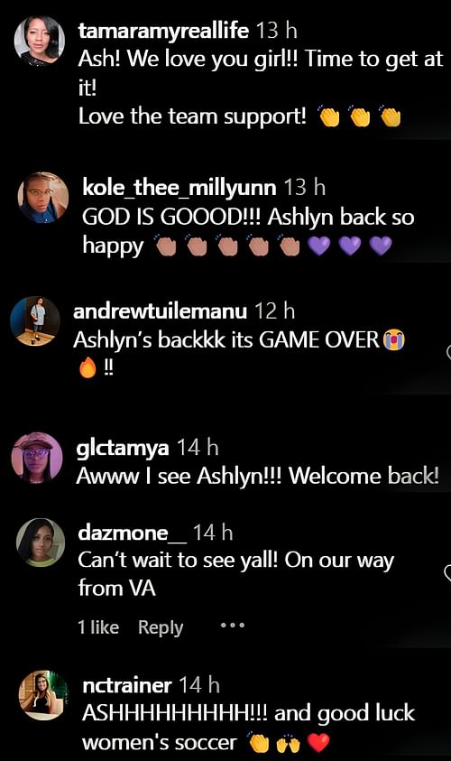 Ashlyn Watkins fans' excited comments (Picture Credit: Instagram)