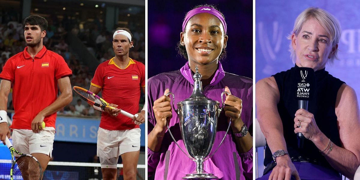 (Left to Right) Carlos Alcaraz, Rafael Nadal, Coco Gauff, Chris Evert (Image source: Getty)