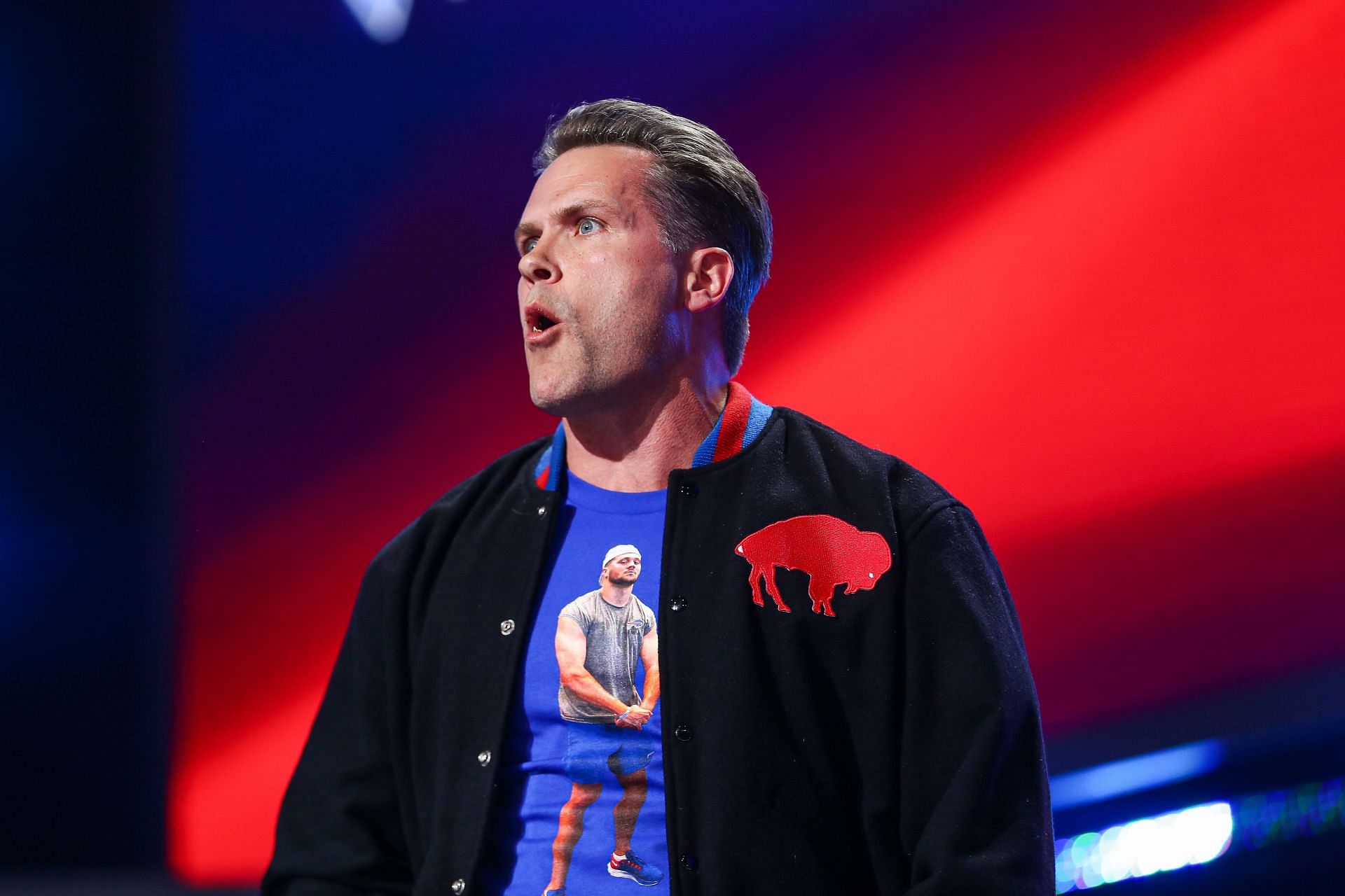 NFL Network host Kyle Brandt presents on stage during round three of the 2022 NFL Draft - Rounds 2-3 (Image via Getty)