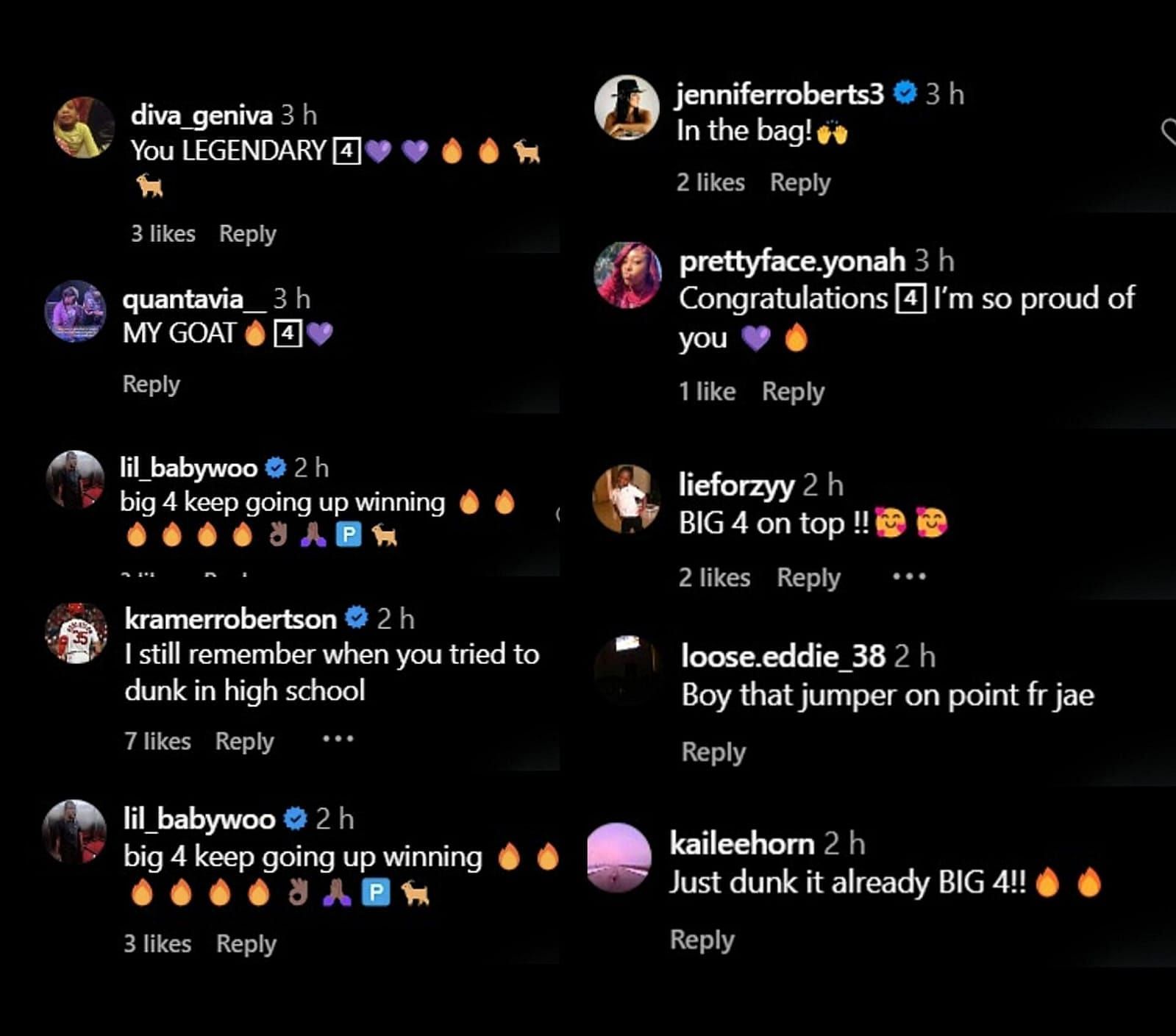 Kramer Robertson and fans commented under Flau&rsquo;jae Johnson&#039;s post (Picture Credit: Instagram)