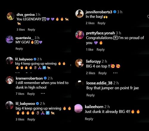 Kramer Robertson and fans commented under Flau’jae Johnson's post (Picture Credit: Instagram)