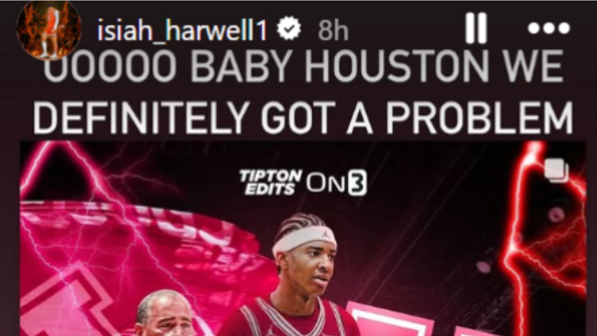 Isiah Harwell reacts to Chris Cenac&#039;s Houston commitment (Image Source: Isiah_Harwell1)