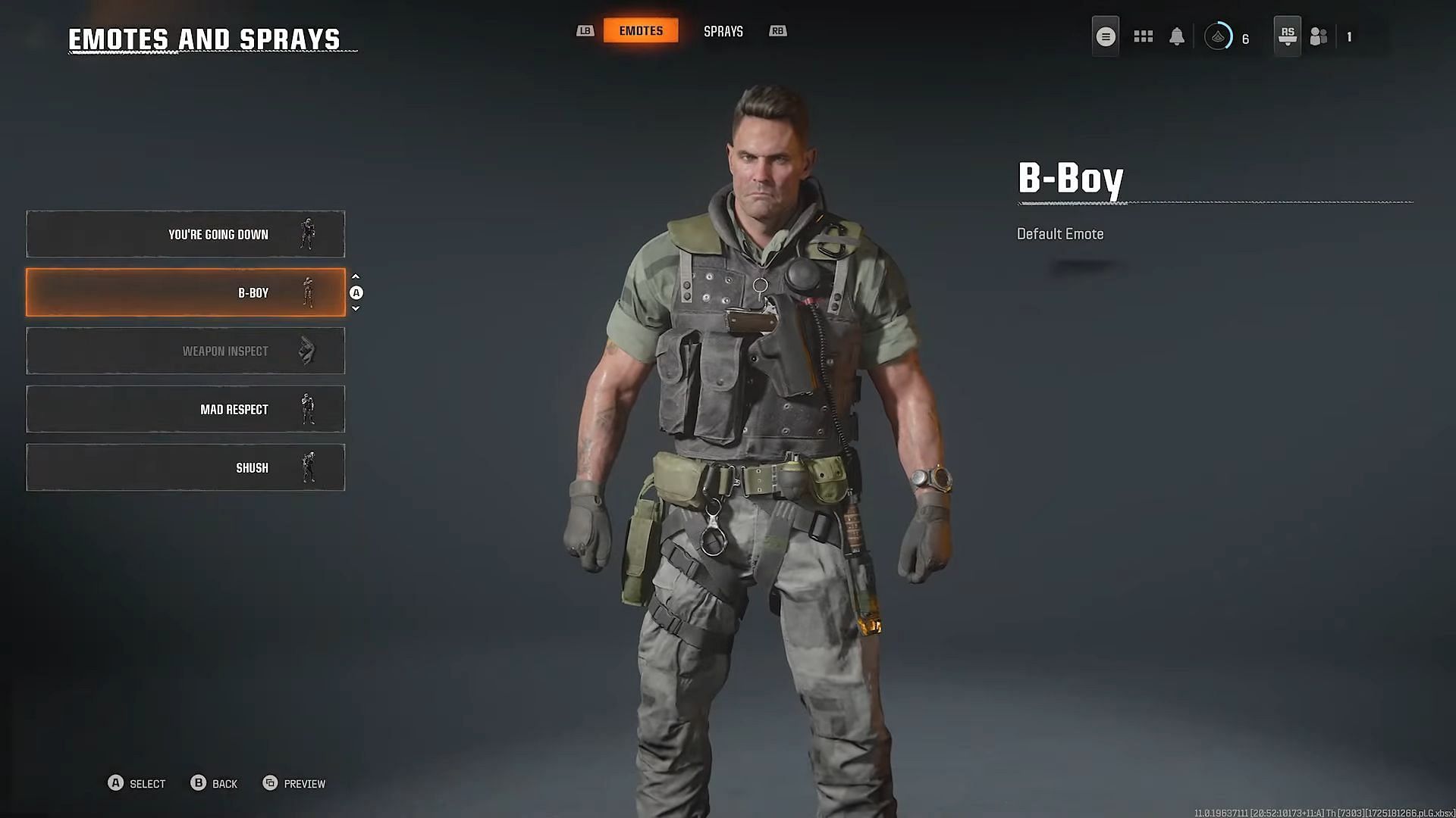 Emote and Sprays menu in Black Ops 6 (Image via Activision)