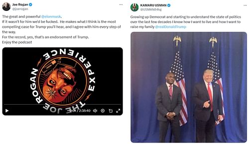 Screenshots of Rogan's and Usman's endorsements