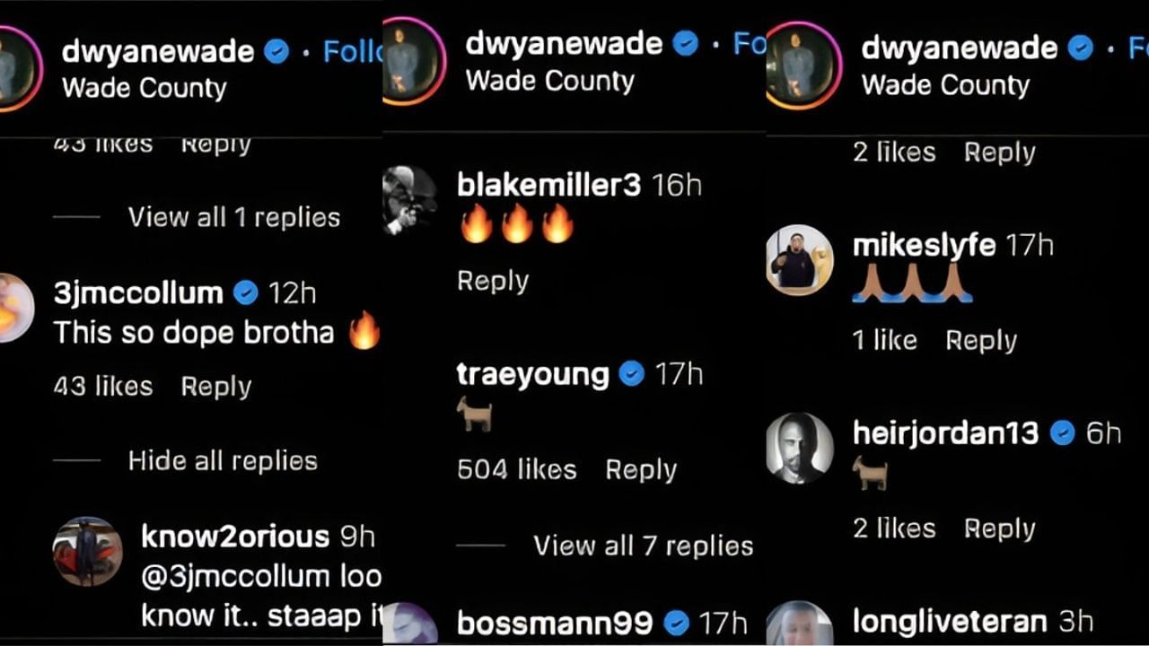 Comments on Dwyane Wade&#039;s IG post