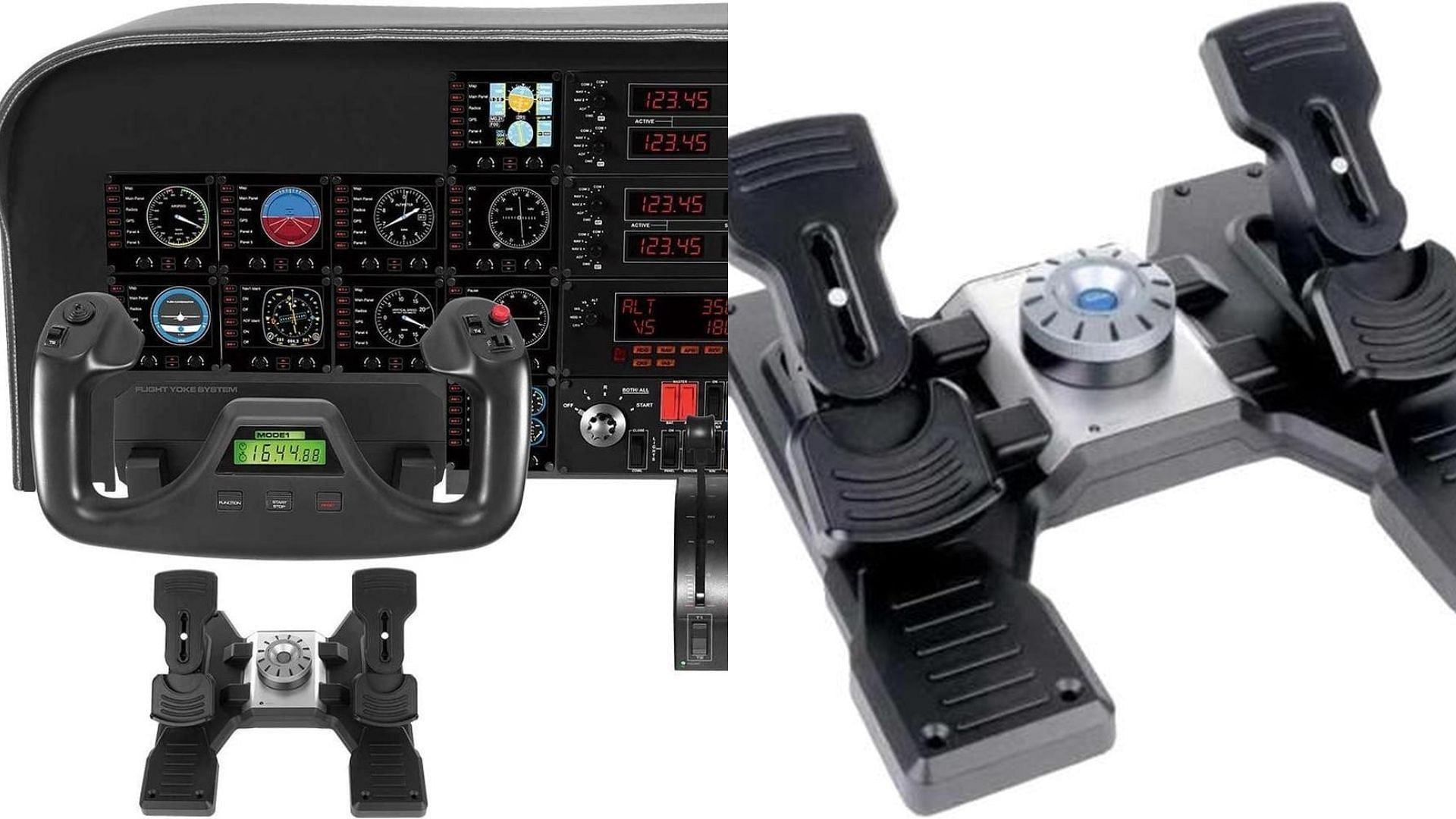 The Logitech G Flight Rudder Pedals and Toe Brake add to your immersive experience (Image via Logitech, Newegg)