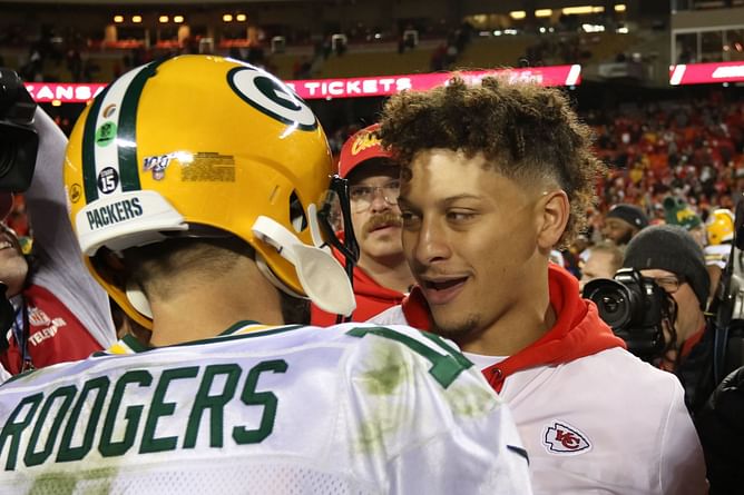 When Patrick Mahomes followed Aaron Rodgers to clinch three Super Bowl wins: "I take a lot of stuff from him"