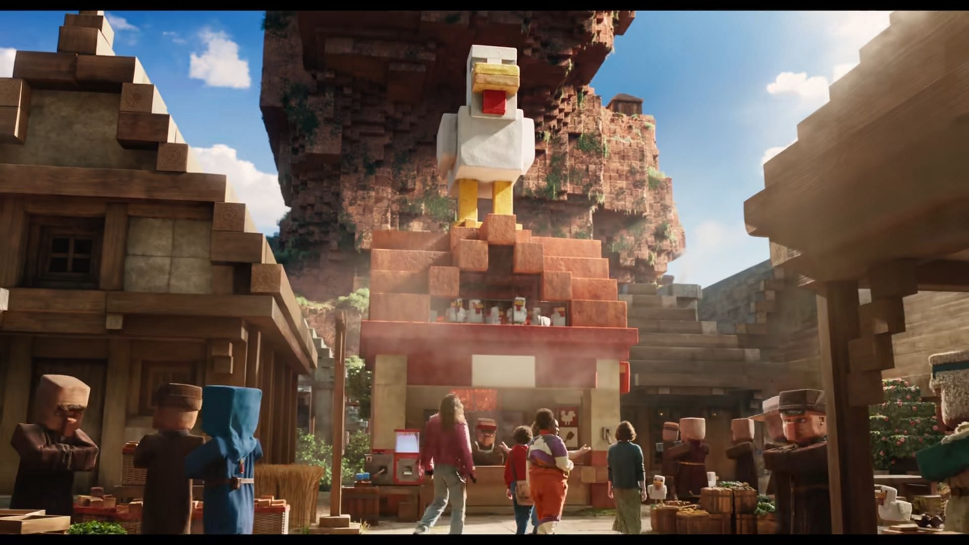 This is definitely one of the most feature-rich shots from the Minecraft Movie official trailer (Image via YouTube/Warner Bros)