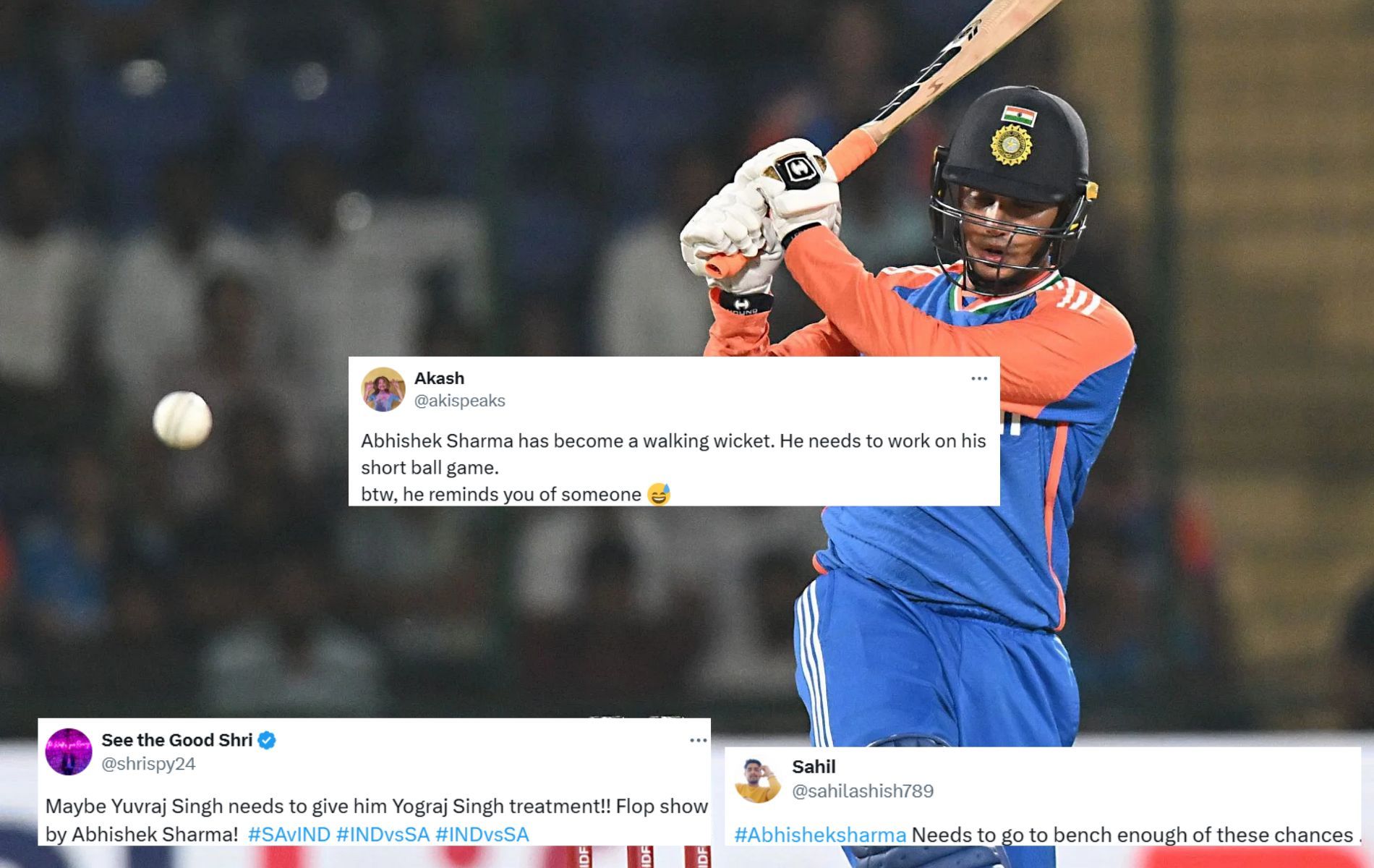 "Maybe Yuvraj Singh needs to give him Yograj Singh treatment!!" - Fans slam Abhishek Sharma for another low score in IND vs SA 2nd T20I