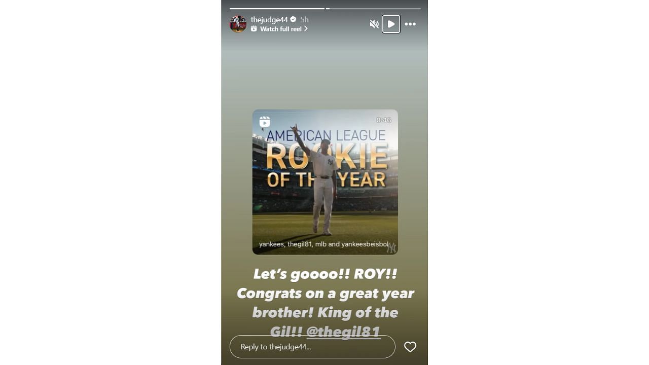 Aaron Judge&#039;s Instagram story