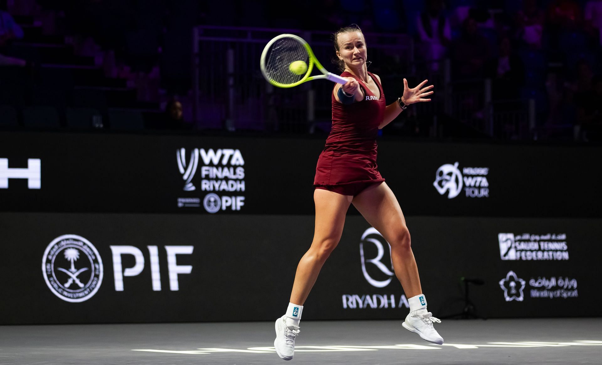 Barbora Krejcikova in action at the 2024 WTA Finals (Picture: Getty)