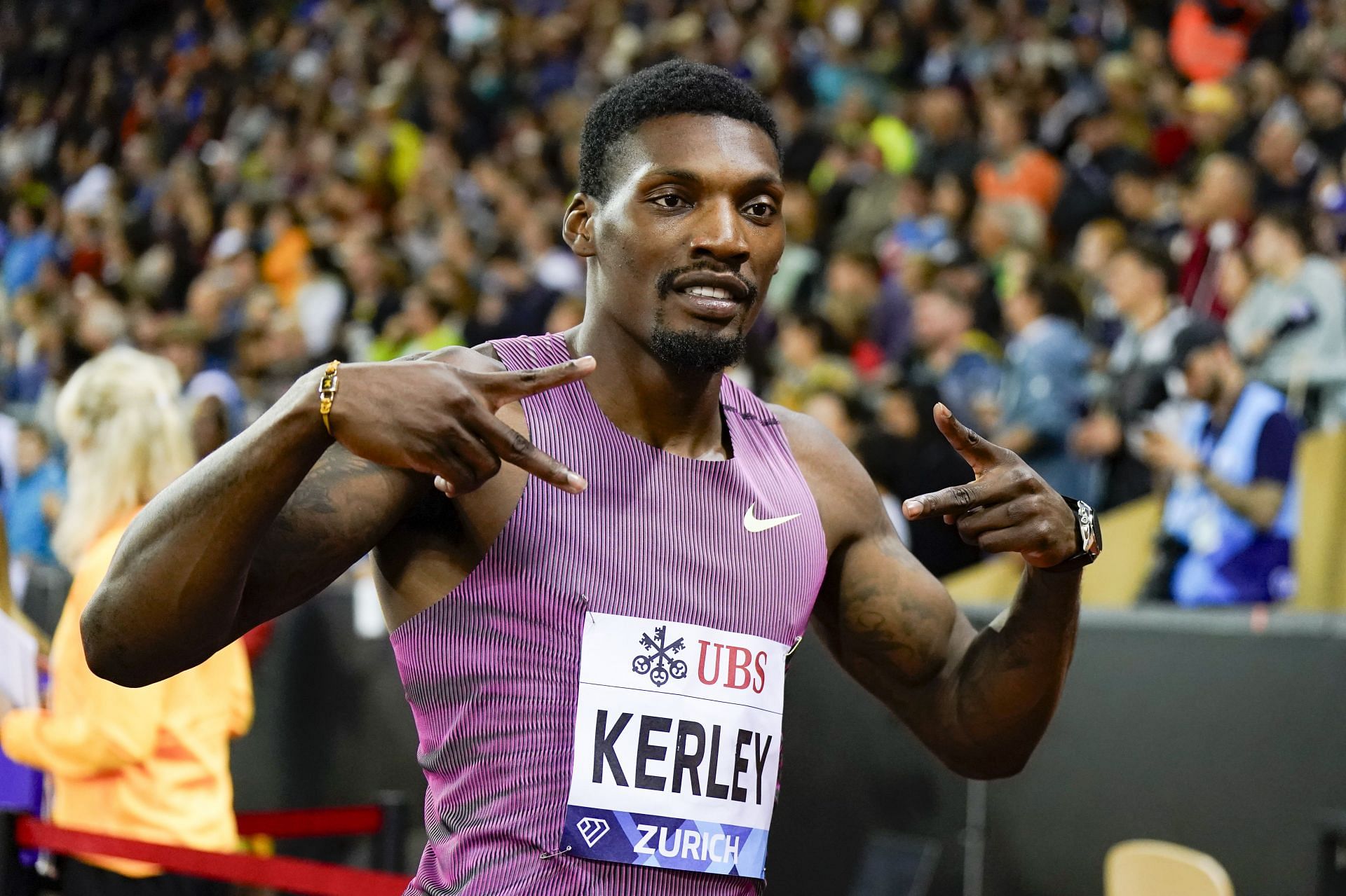 Fred Kerley during the Wanda Diamond League 2024 (Source: Getty)