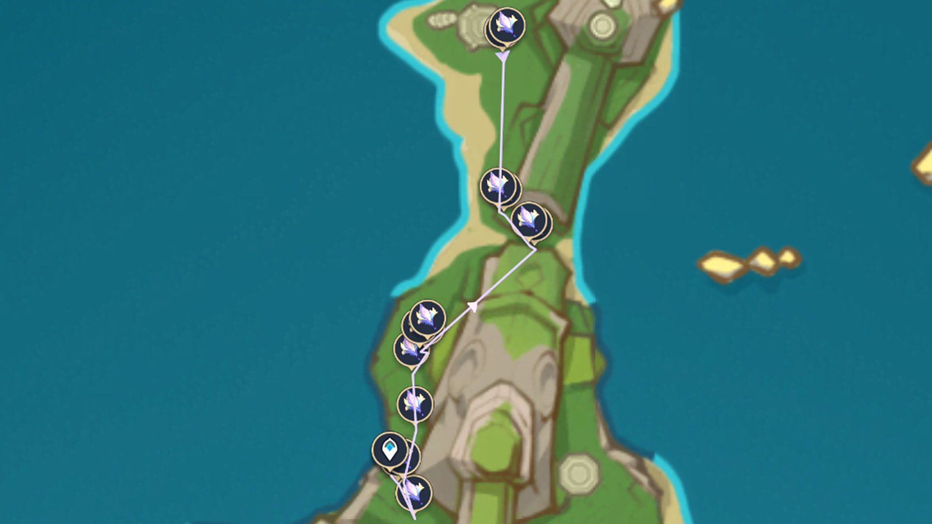 Route #1 for farming Glowing Hornshroom (Image via HoYoverse, HoYoLAB)