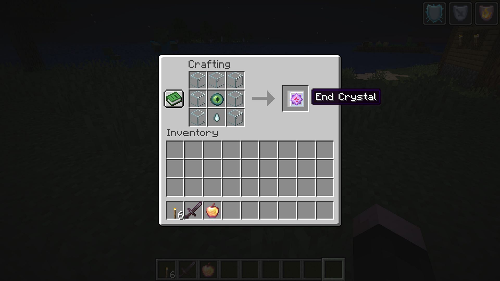 Place the items in the format shown above to craft the end crystal (Image via Mojang Studios)