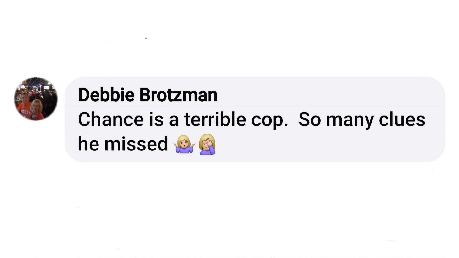 A fan opines on Chance as a cop (Image via Facebook/@The Young and the Restless Day Ahead Recaps)