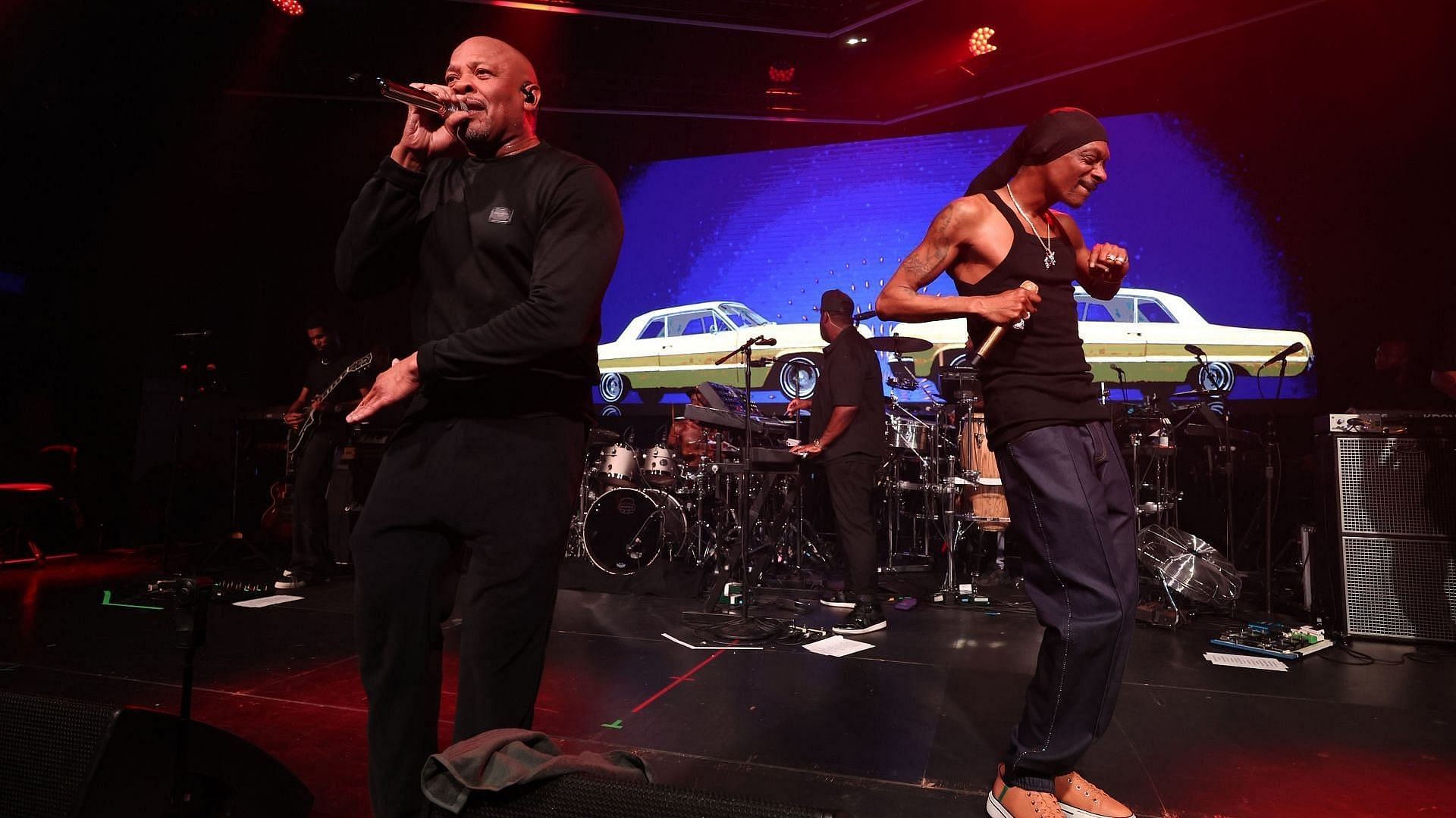 Dr. Dre and perform onstage during the UK Launch of &#039;Gin &amp; Juice By Dre and Snoop&#039; at Flipper&#039;s Roller Boogie Palace on July 18, 2024, in London, England. (Photo by Kevin Mazur/Getty Images for Flipper&#039;s)