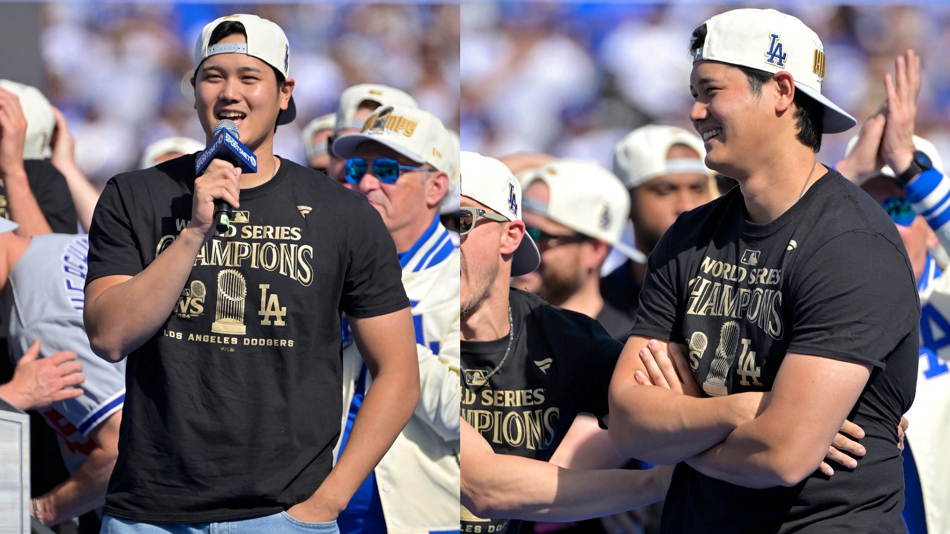 Shohei Ohtani delivers English speech to fans at Dodger Stadium (Photo Source: IMAGN)