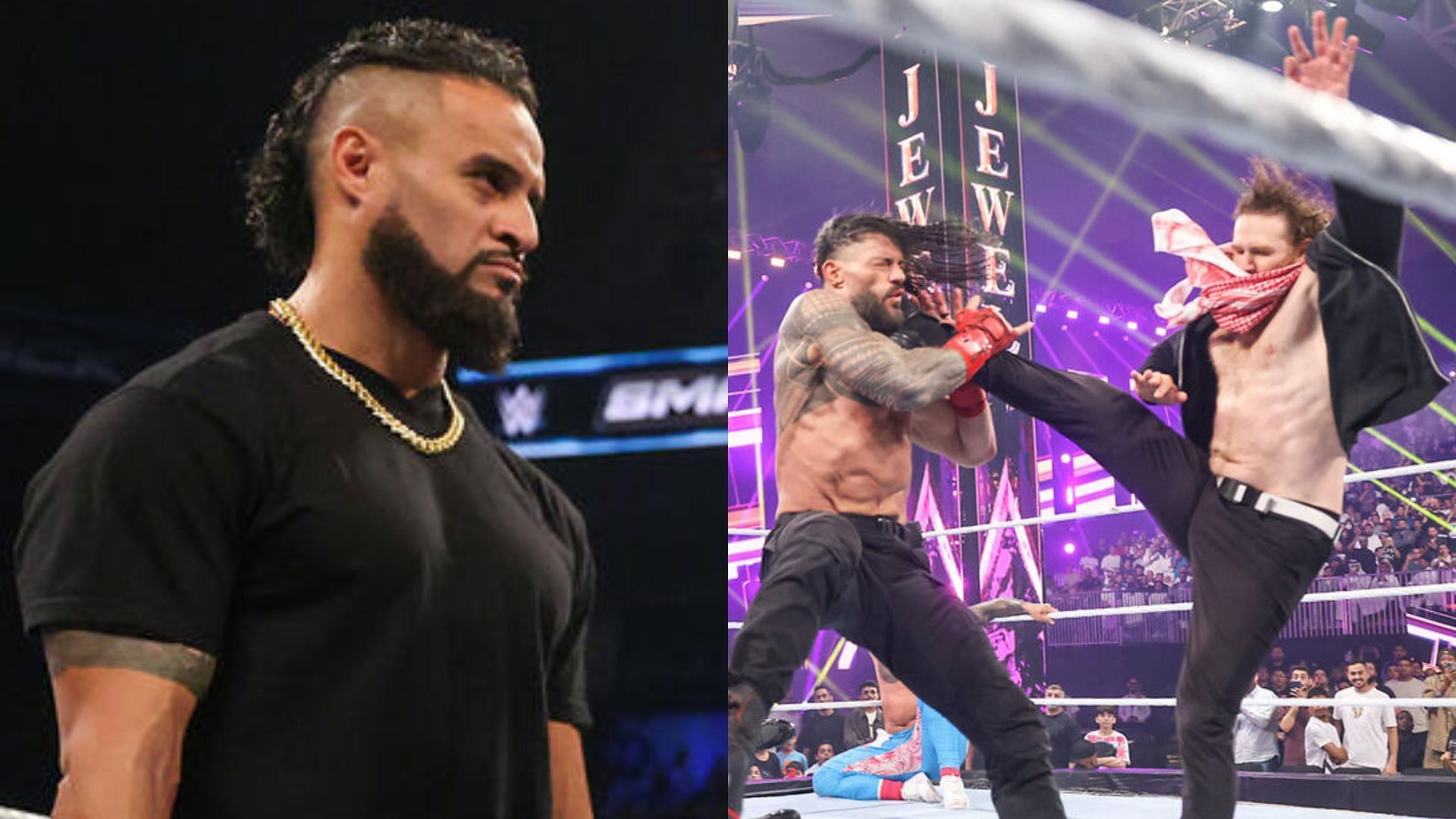 Tama Tonga (left), Roman Reigns &amp; Sami Zayn (right) (Image Credits: WWE.com)