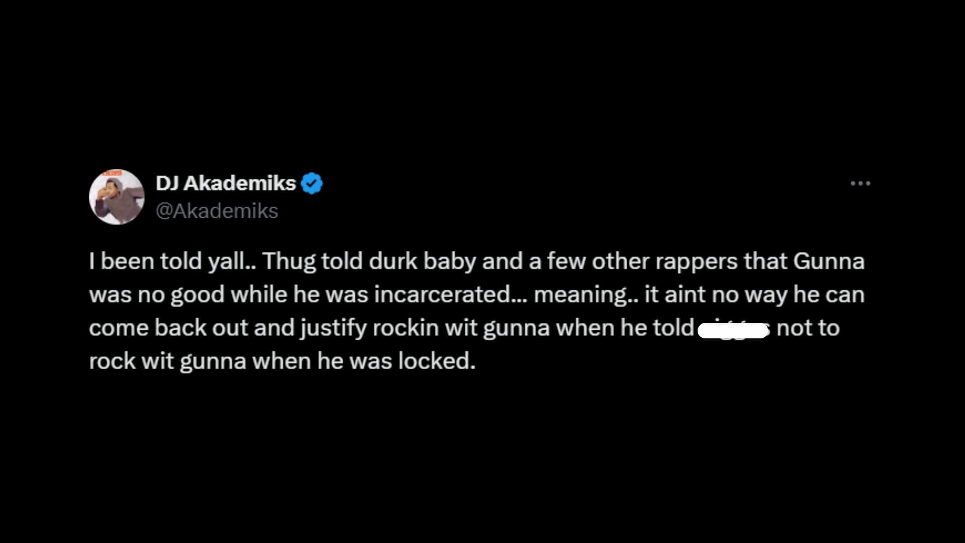 One of the tweets (Image via X/akademiks)