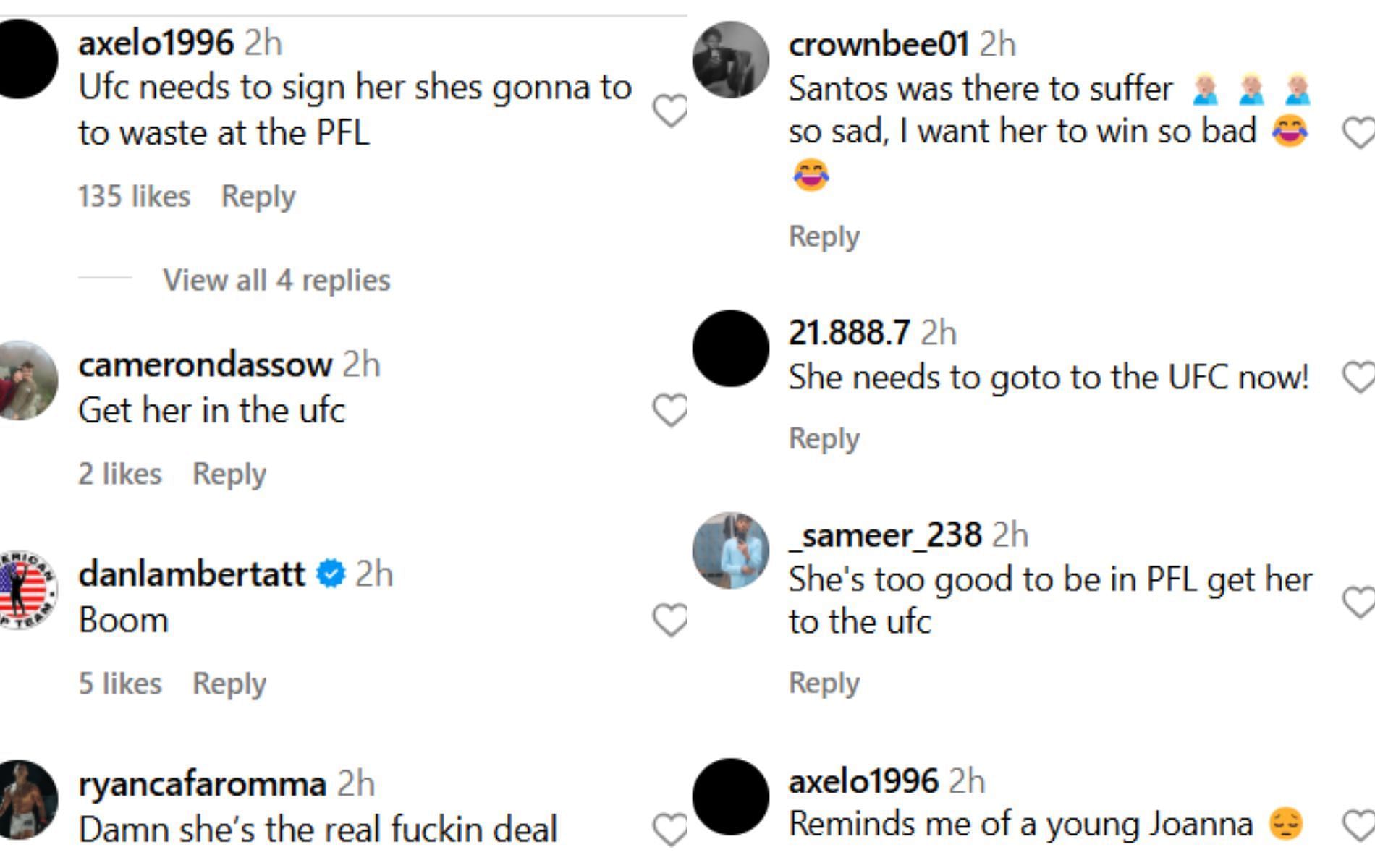 Fan reactions to @mmajunkie&#039;s Instagram post.