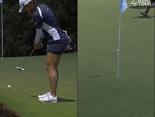 WATCH: Steph Kyriacou is forced to putt backwards at the Australian Open