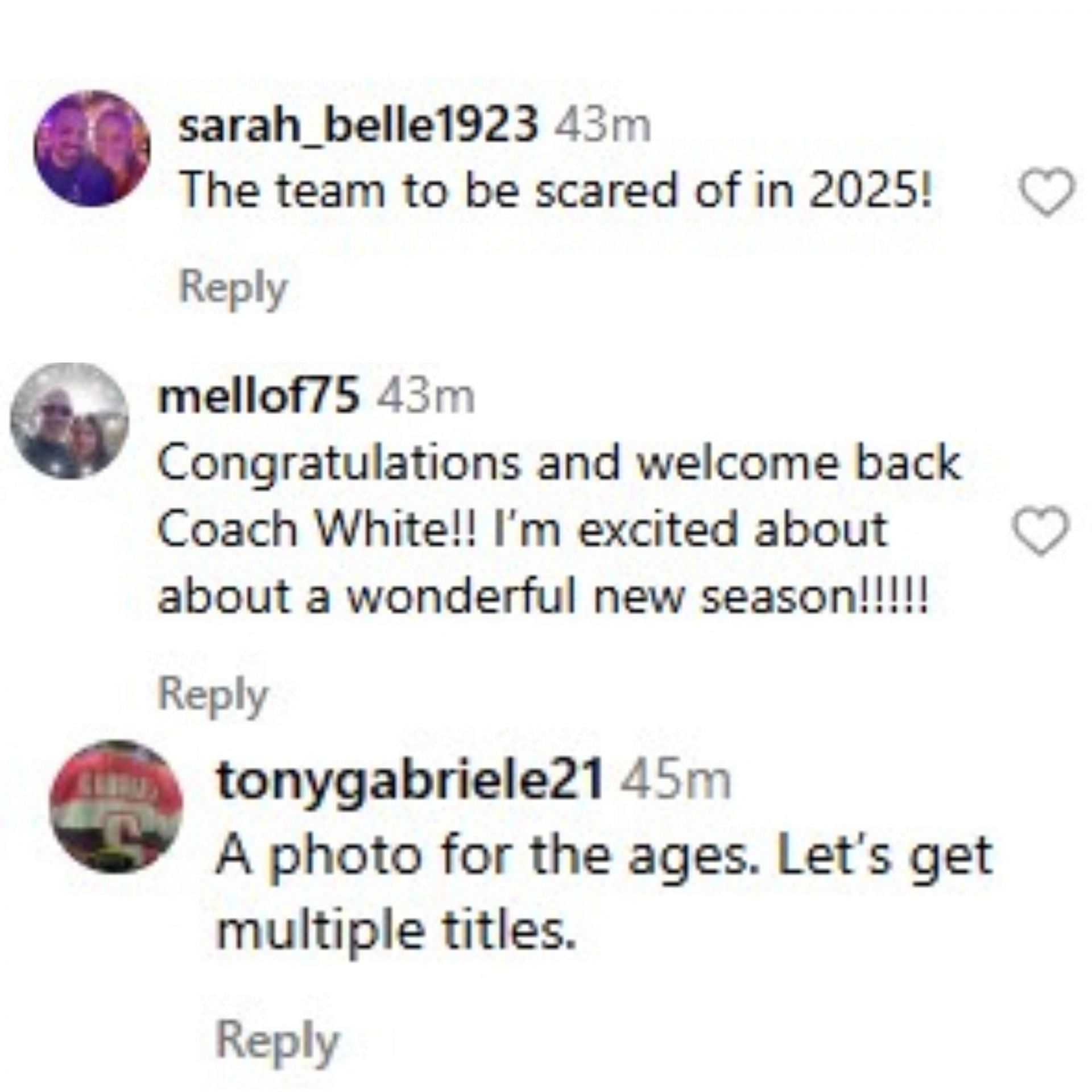 Fans raved about White being Clark&#039;s new head coach (@indianafever/Instagram)