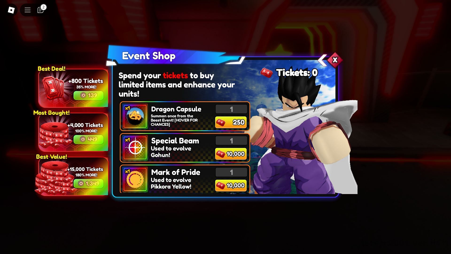 Spend Red Tickets in the Event Shop (Image via Roblox)