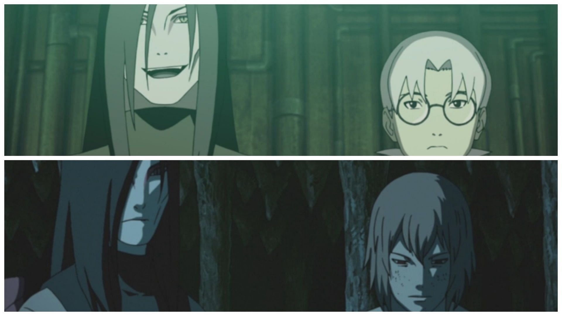 Orochimaru and Kabuto throughout the Naruto story (Image via Studio Pierrot)