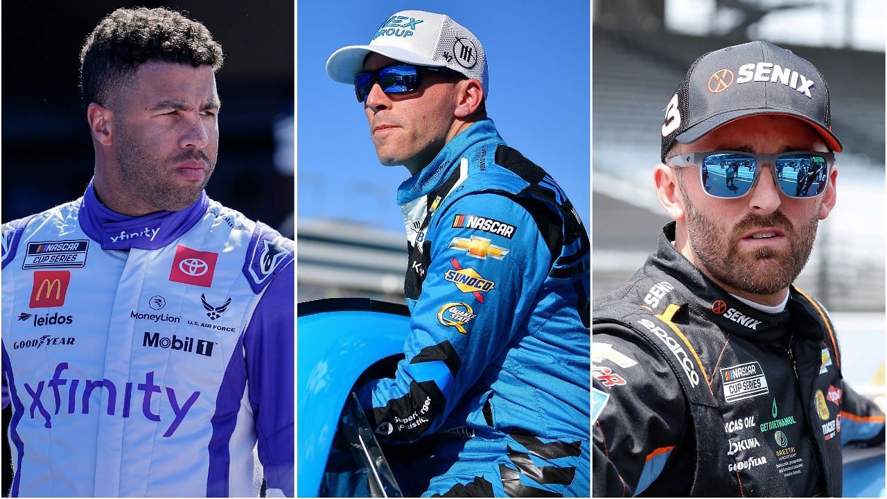 NASCAR drivers Bubba Wallace (L), Ross Chastain (C) and Austin Dillon (R) (Source: Imagn)