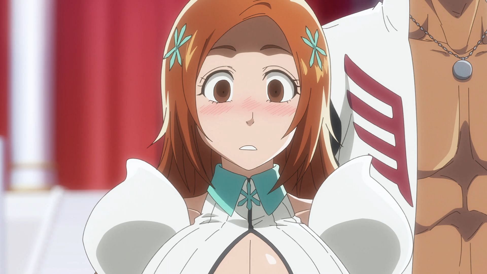 Orihime gets jealous as Nelliel hugs Ichigo (Image via Pierrot Films)