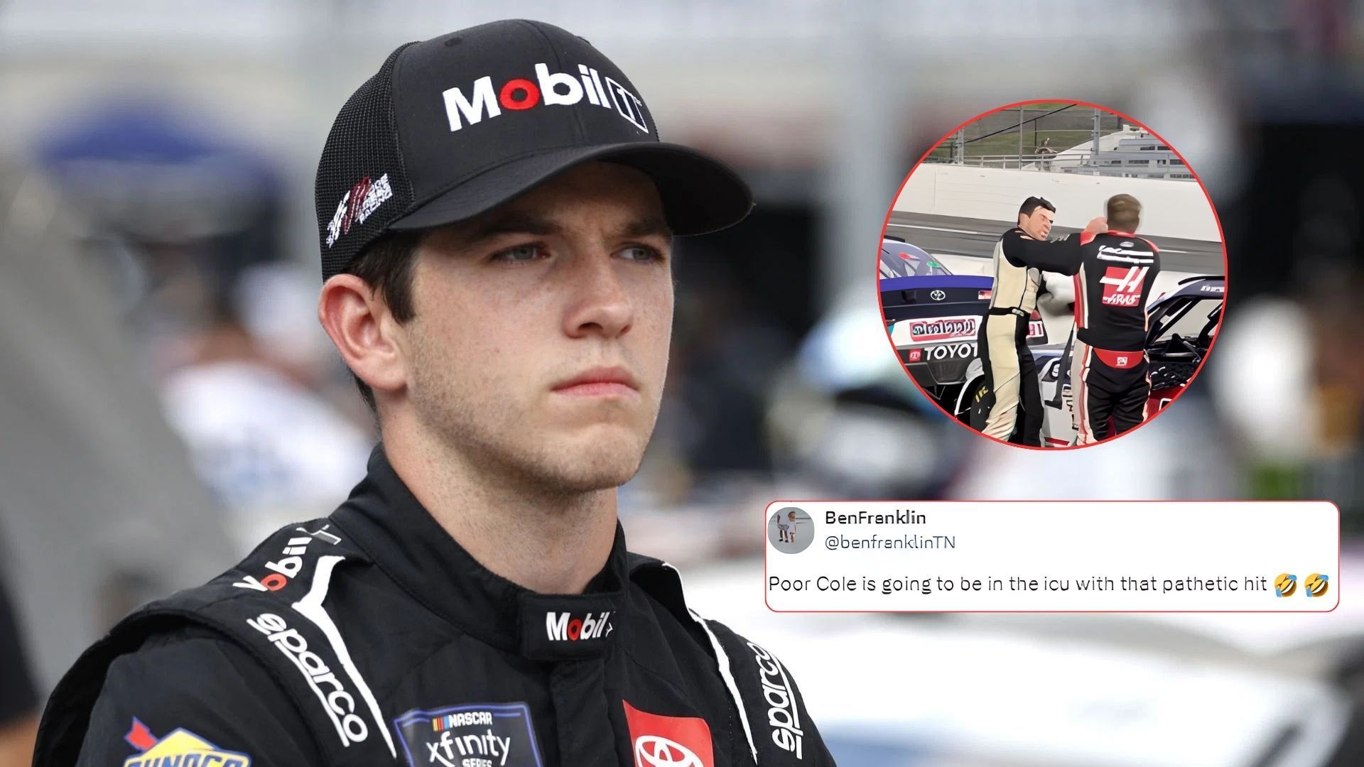 Fans react to Chandler Smith punching Cole Custer (Image: (Getty) (Inset: @XfinityRacing on X, @benfranklinTN on X))