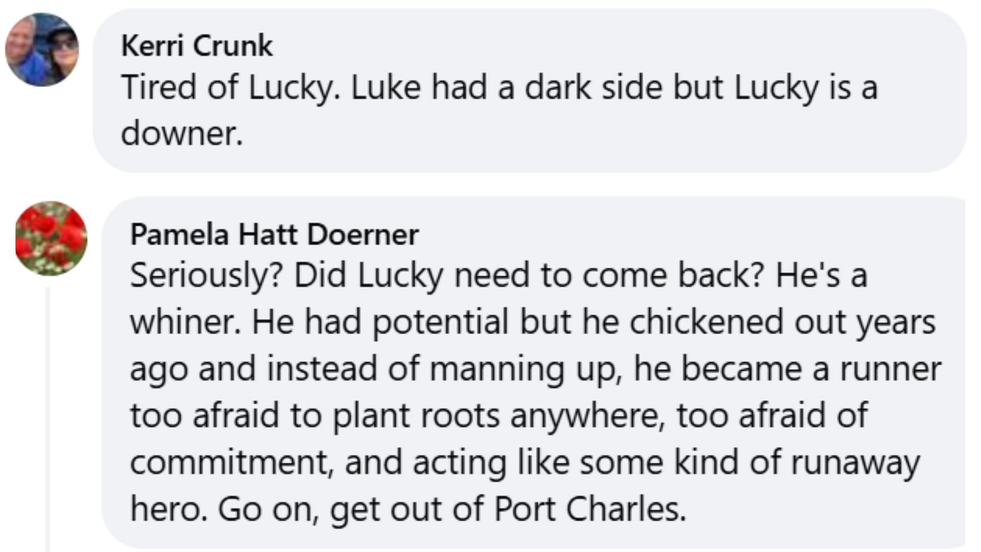 Fans seem disappointed with Lucky&#039;s characterization (Image via Facebook/General Hospital)