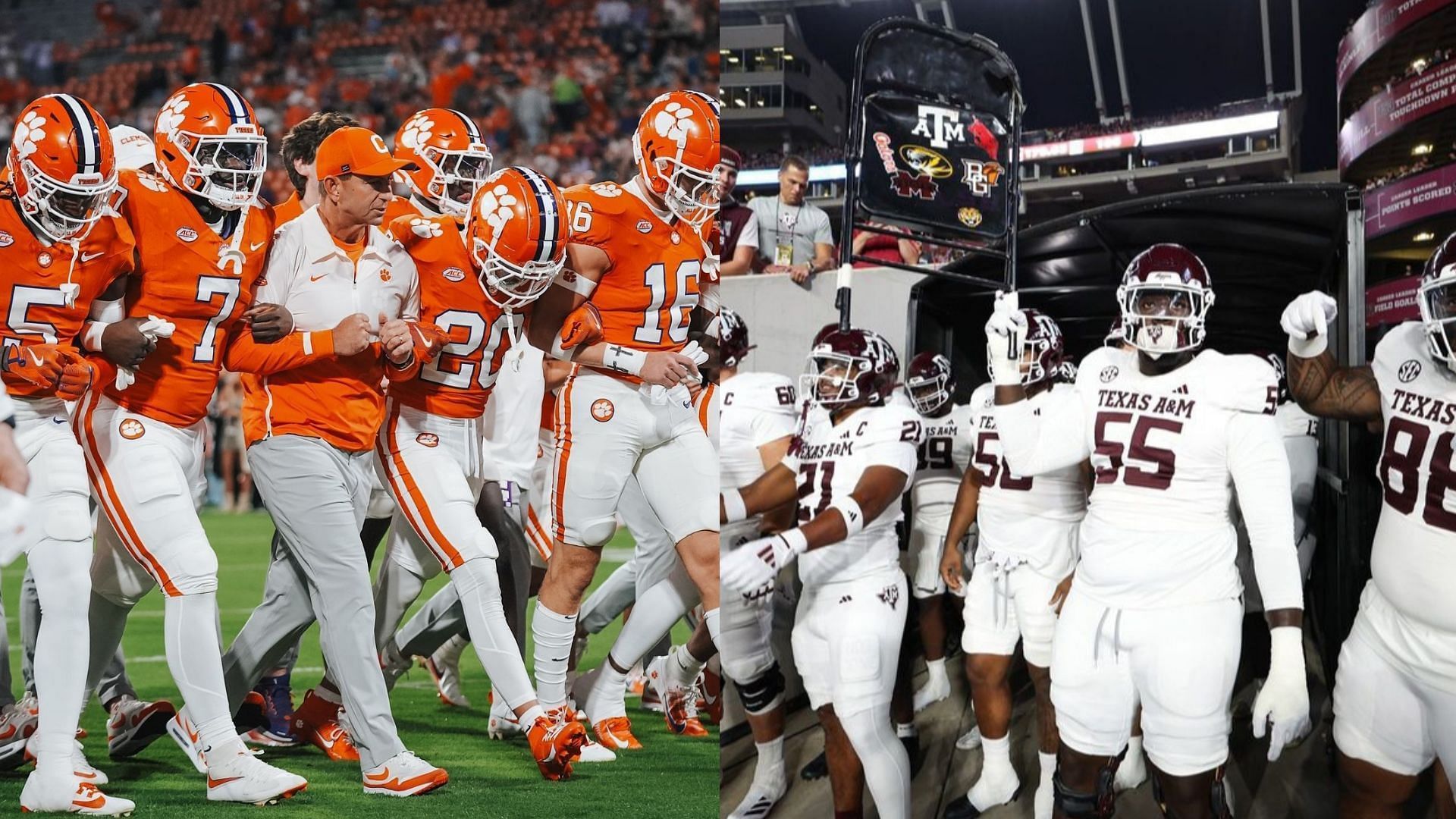 The Clemson and Texas A&amp;M teams (Tigers &amp; Aggies IG handles)