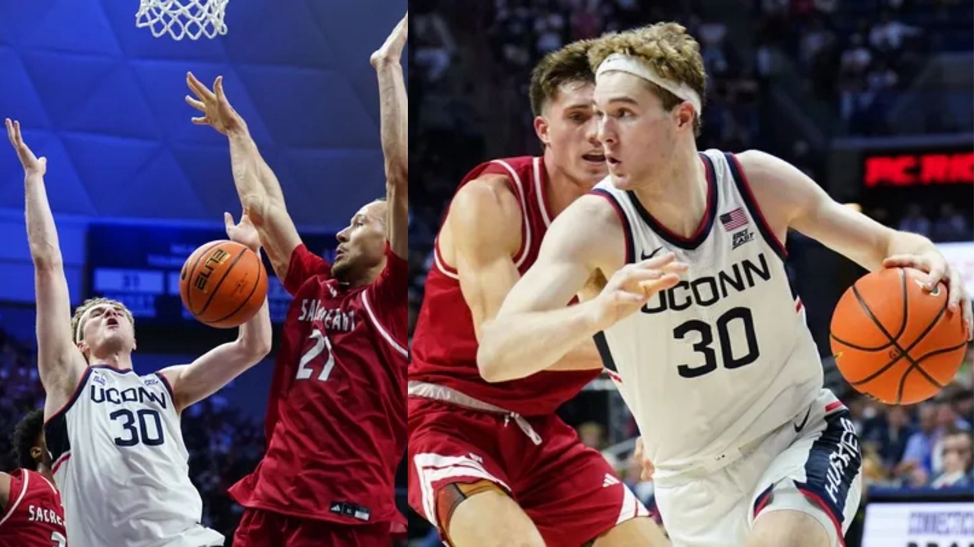 UConn forward Liam McNeeley scored 10 points and grabbed 11 rebounds for his second consecutive double-double in as many games (Image Source: IMAGN)