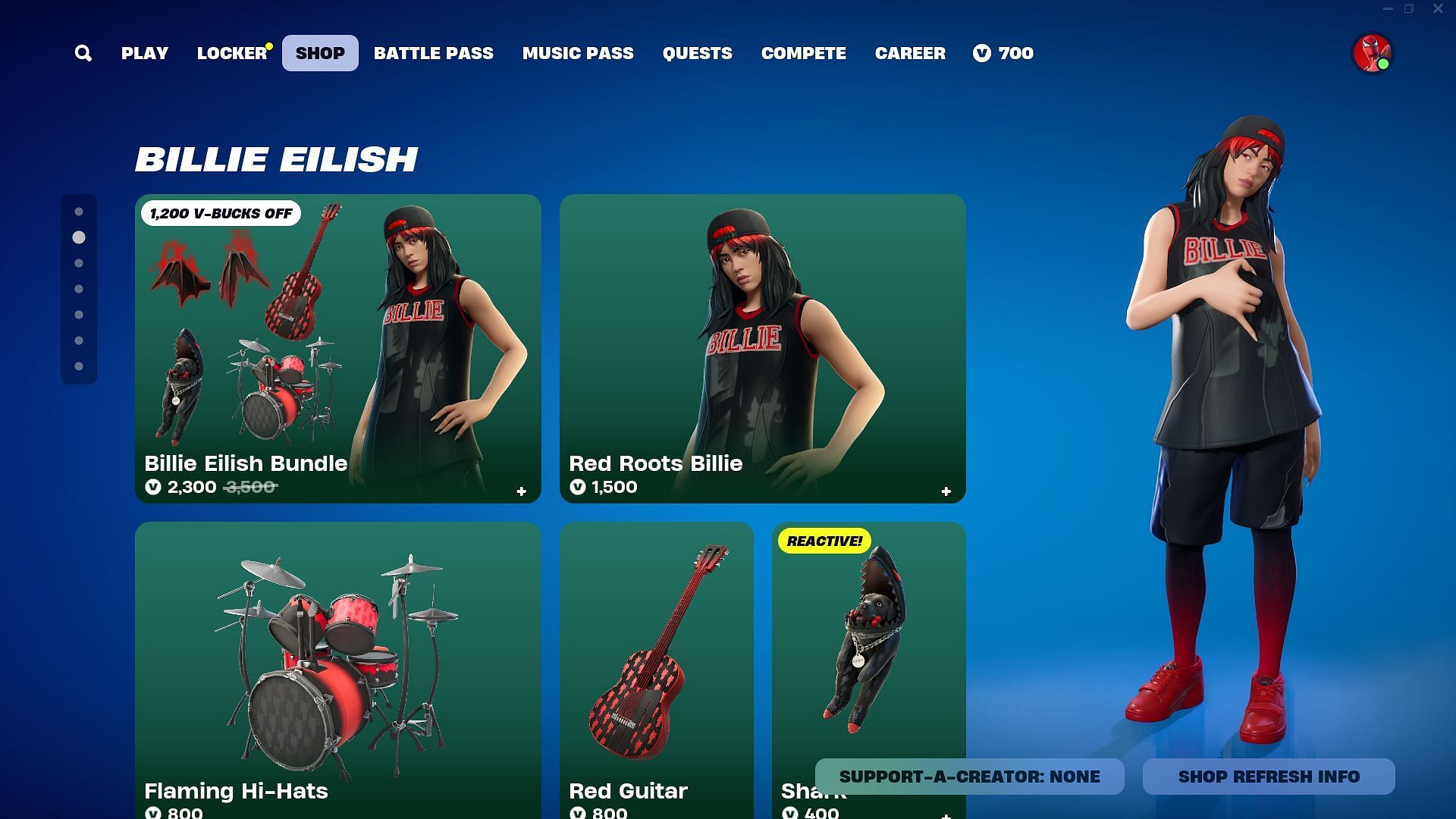 You can now purchase Billie Eilish skin in Fortnite (Image via Epic Games)