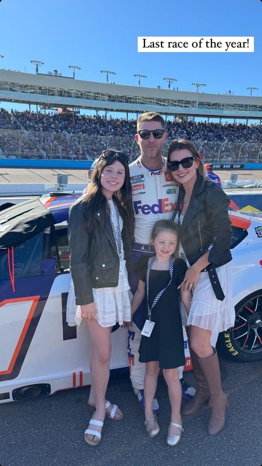 Hamlin with his family on the pit road (Source: @xojordanfish via Instagram)