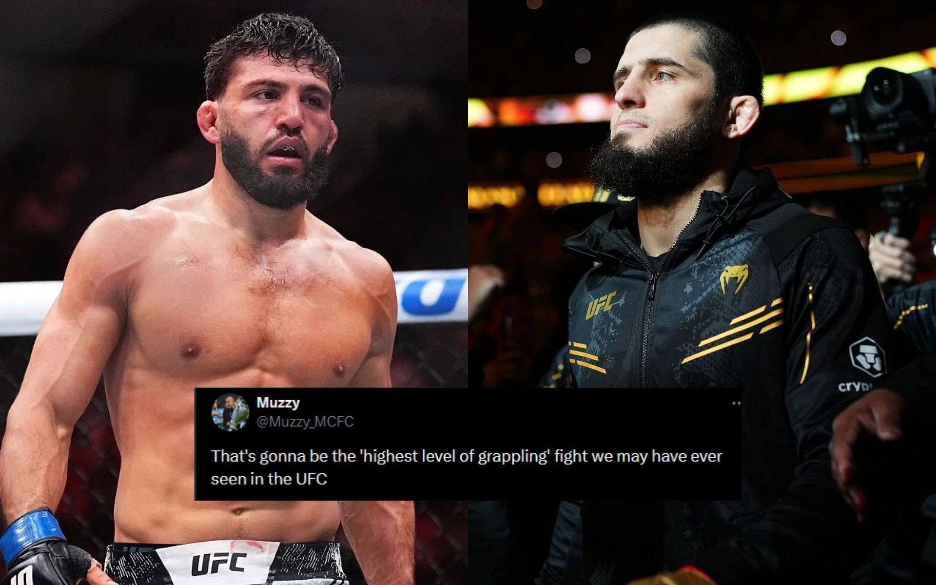 Fans share reactions after Islam Makhachev vs. Arman Tsarukyan 2 reported by Nurmagomedov MMA School [Image courtesy: Getty Images, and @SpinninBackfist - X]