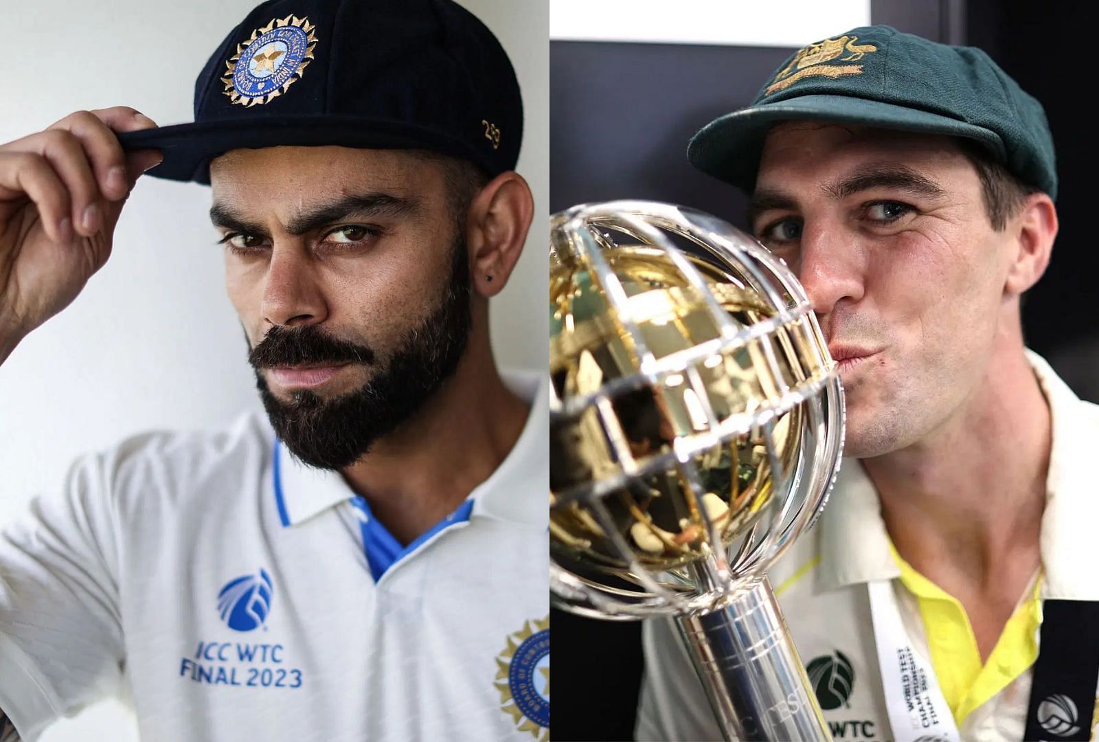 Virat Kohli (L) and Pat Cummins. (Getty)