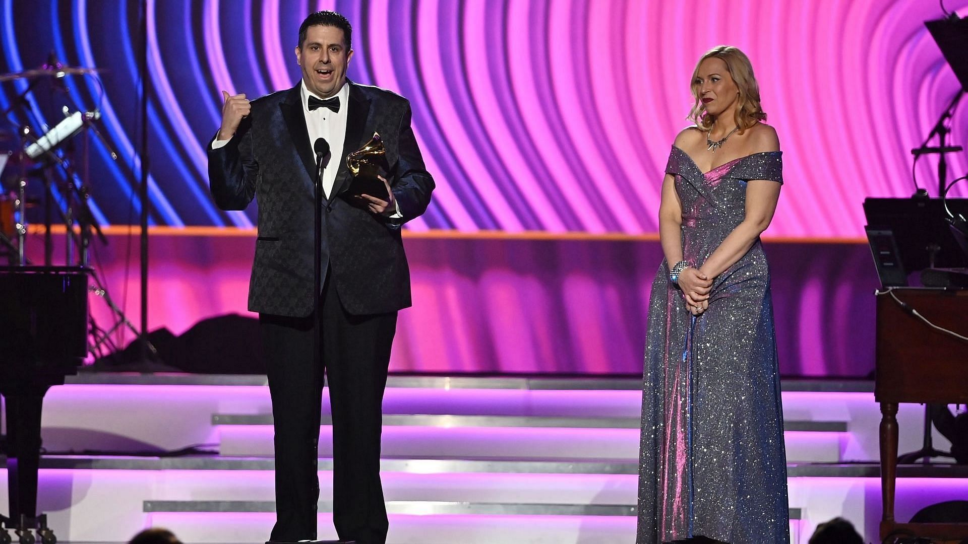 67th Annual Grammy Award nominee Ricky Riccardi, winner of Best Album Notes for &quot;The Complete Louis Armstrong Columbia And RCA Victor Studio Sessions 1946-1966&quot; attends the 64th Annual GRAMMY Awards Premiere Ceremony at MGM Grand Marquee Ballroom on April 03, 2022 in Las Vegas, Nevada. (Photo by Denise Truscello/Getty Images for The Recording Academy)