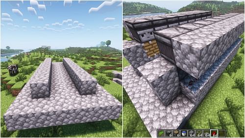 Create a platform and a row of observers on top of pistons (Image via Mojang Studios)