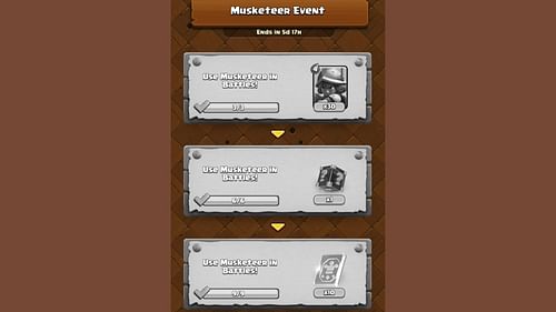 The Clash Royale Musketeer Event has many rewards (Image via Supercell)