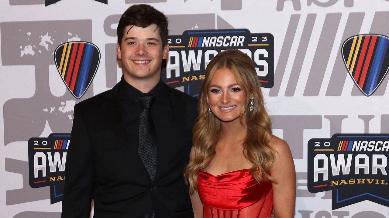 Harrison Burton with his fianc&eacute;e Jenna Petty at the NASCAR Awards Celebration, November 30, 2023 at the Music City Center in Nashville (Getty)