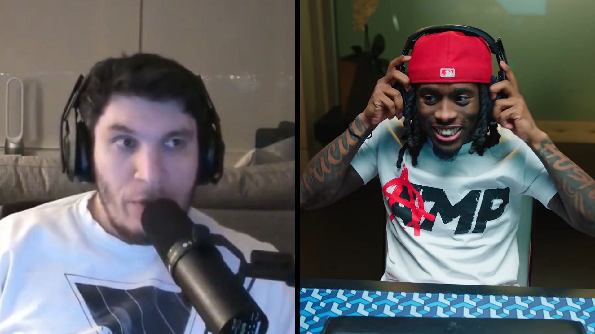 Kai Cenat responds to Trainwreckstv about supposed Kick offer (Image via FearedBuck/X, Kai Cenat Live/YouTube)