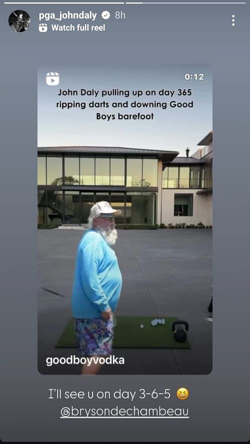 Still from John Daly's Instagram story/@pga_johndaly