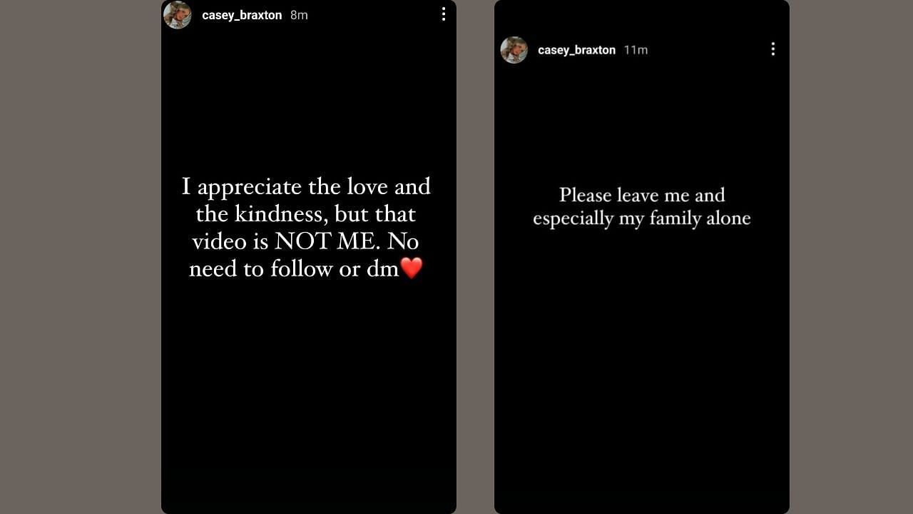 Braxton clears the air surrounding the leaked video. (Credits: @casey_braxton/Instagram)